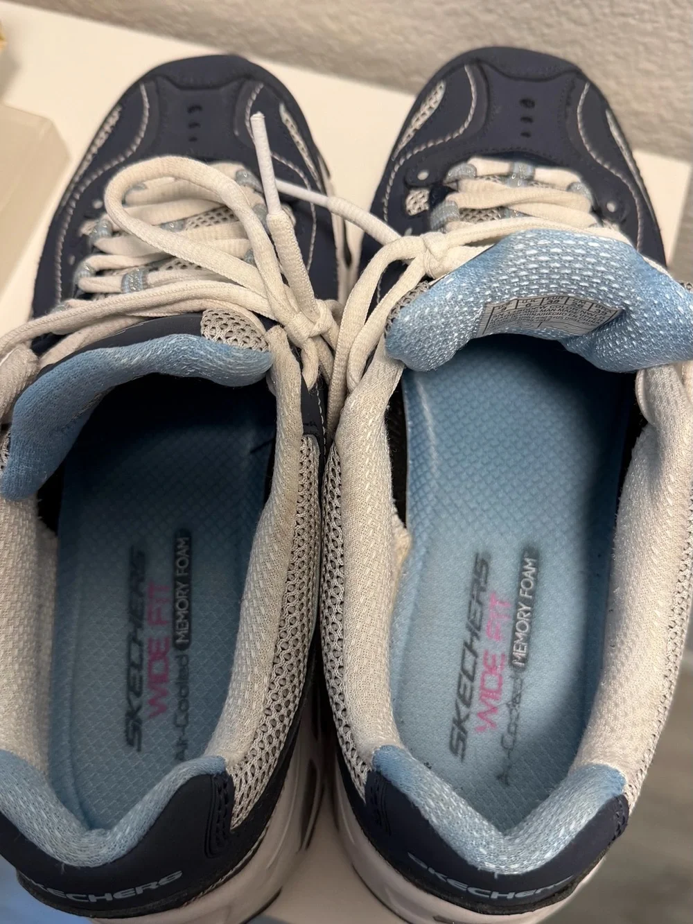 Skechers D'Lites Navy and White Sneakers - Picture 4 of 9